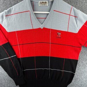 VTG La Mode Louisville Cardinals Men Pullover Knit Sweater Size Large Gray Red